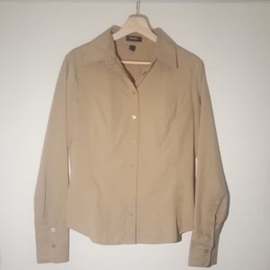 Express Stretch fitted dress shirt in camel color